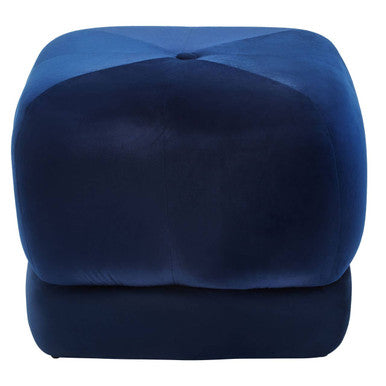 Orsina Kaia Midnight Blue Velvet Square Stool | Tufted Ottoman