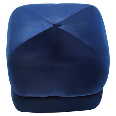 Orsina Kaia Midnight Blue Velvet Square Stool | Tufted Ottoman