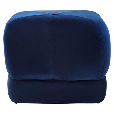 Orsina Kaia Midnight Blue Velvet Square Stool | Tufted Ottoman