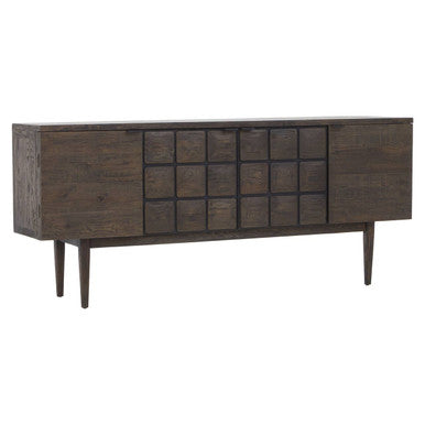 Orsina Lucca Recycled Dark Oak Wood Sideboard | Geometric 200cm Console
