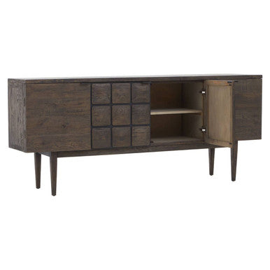 Orsina Lucca Recycled Dark Oak Wood Sideboard | Geometric 200cm Console