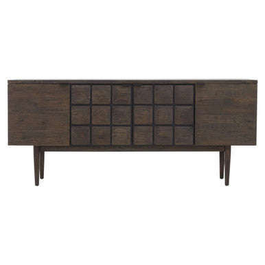 Orsina Lucca Recycled Dark Oak Wood Sideboard | Geometric 200cm Console