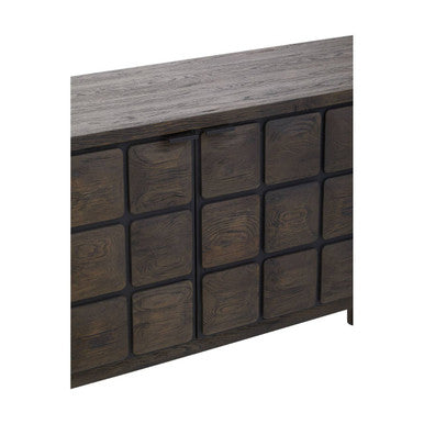 Orsina Lucca Recycled Dark Oak Wood Sideboard | Geometric 200cm Console