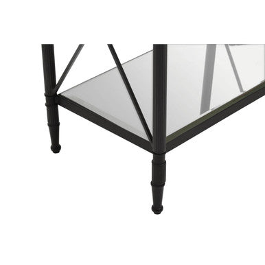Orsina Axis Black Metal Side Table – 2-Tier Glass Rectangular Frame