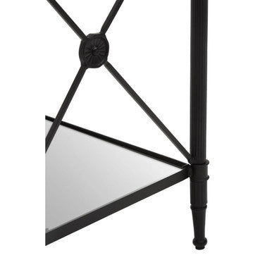 Orsina Axis Square Side Table – Black Metal & Two-Tier Glass Shelves
