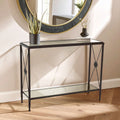Orsina Axis Console Table – Black Metal Frame with 2-Tier Glass Shelves