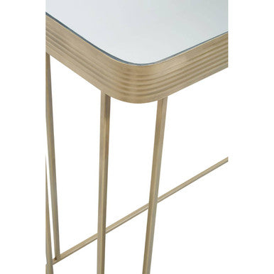 Orsina Ella Gold Console Table – Mirrored Top Stainless Steel Entryway