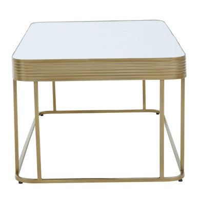 Orsina Ella Gold Coffee Table – Mirrored Top Rectangular Metal Frame
