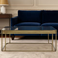 Orsina Ella Gold Coffee Table – Mirrored Top Rectangular Metal Frame