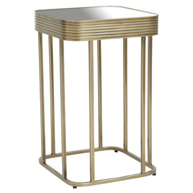 Orsina Ella Gold Side Table – Mirrored Top with Textured Edge