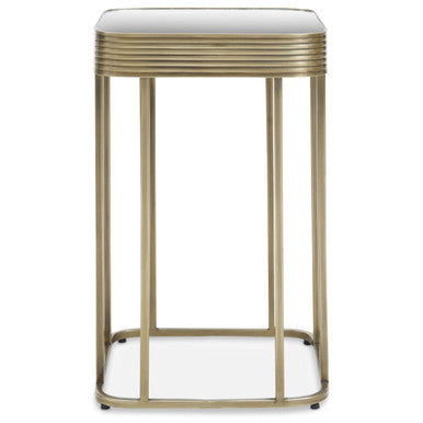 Orsina Ella Gold Side Table – Mirrored Top with Textured Edge