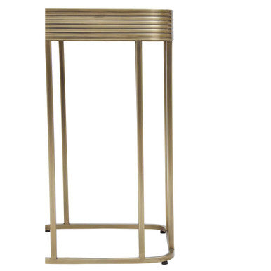 Orsina Ella Gold Side Table – Mirrored Top with Textured Edge