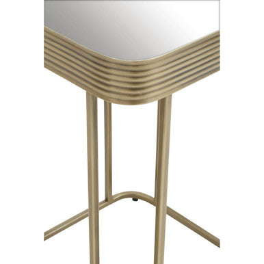 Orsina Ella Gold Side Table – Mirrored Top with Textured Edge