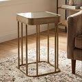 Orsina Ella Gold Side Table – Mirrored Top with Textured Edge