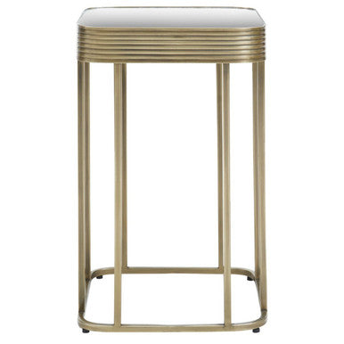 Orsina Ella Gold Side Table – Mirrored Top with Textured Edge