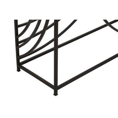 Orsina Logan Mirrored Glass Console Table - Black Curved Iron Frame