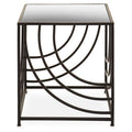 Orsina Logan Mirrored Side Table – Black Iron Geometric End Table