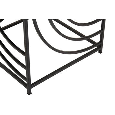 Orsina Logan Mirrored Side Table – Black Iron Geometric End Table