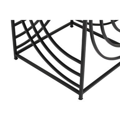 Orsina Logan Mirrored Side Table – Black Iron Geometric End Table