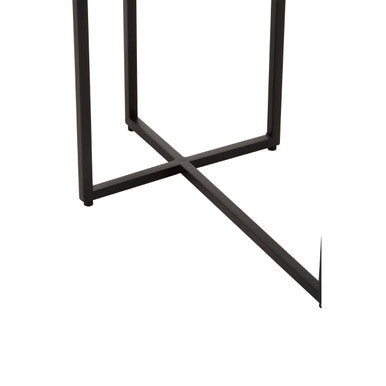 Orsina Cercle 2-Tier Side Table – Smoked Mirror & Black Metal Frame