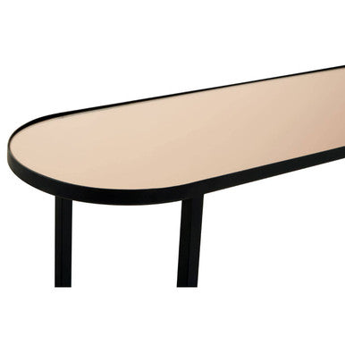 Orsina Cercle 2-Tier Console Table – Smoked Mirror & Black Metal
