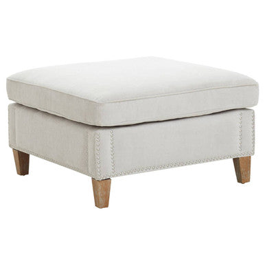 Orsina Sutton Grey Fabric Footstool – Square Upholstered Ottoman Stool
