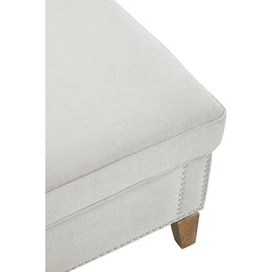 Orsina Sutton Grey Fabric Footstool – Square Upholstered Ottoman Stool