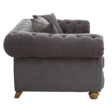 Orsina Spencer 3 Seater Grey Fabric Sofa with Wooden Legs