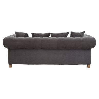 Orsina Spencer 3 Seater Grey Fabric Sofa with Wooden Legs