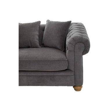Orsina Spencer 3 Seater Grey Fabric Sofa with Wooden Legs