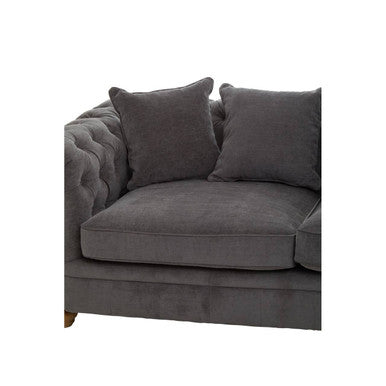 Orsina Spencer 3 Seater Grey Fabric Sofa with Wooden Legs