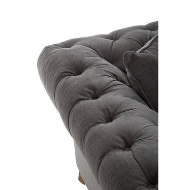 Orsina Spencer 3 Seater Grey Fabric Sofa with Wooden Legs