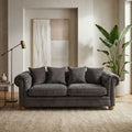 Orsina Spencer 3 Seater Grey Fabric Sofa with Wooden Legs