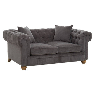 Orsina Spencer 2 Seater Grey Fabric Sofa | Tufted Back Loveseat