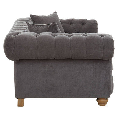 Orsina Spencer 2 Seater Grey Fabric Sofa | Tufted Back Loveseat