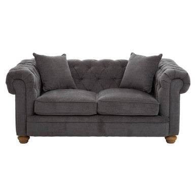 Orsina Spencer 2 Seater Grey Fabric Sofa | Tufted Back Loveseat