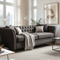 Orsina Sabrina 3 Seater Grey Velvet Sofa | Button Tufted Living Room Couch