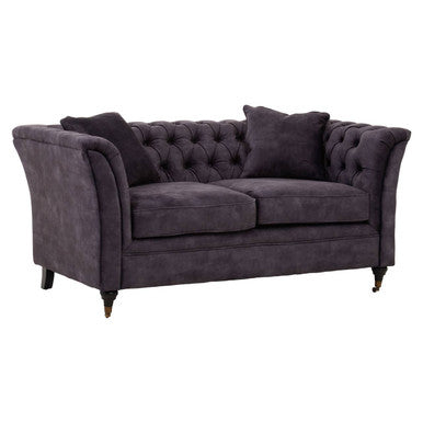Orsina Sabrina 2 Seater Grey Velvet Sofa | Button Tufted Loveseat