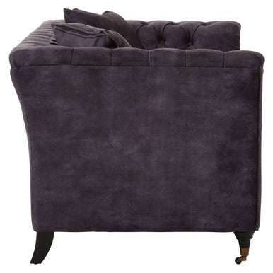 Orsina Sabrina 2 Seater Grey Velvet Sofa | Button Tufted Loveseat