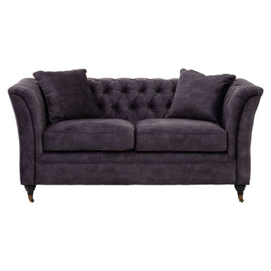 Orsina Sabrina 2 Seater Grey Velvet Sofa | Button Tufted Loveseat