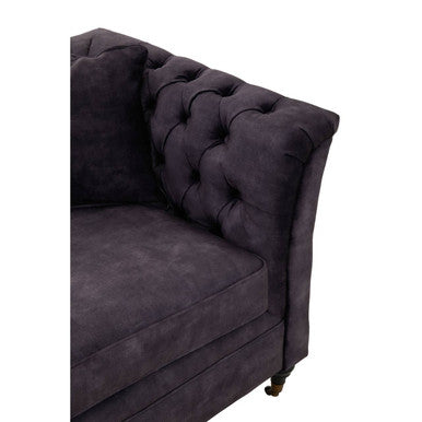 Orsina Sabrina 2 Seater Grey Velvet Sofa | Button Tufted Loveseat