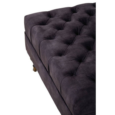 Orsina Sabrina Grey Velvet Ottoman – Tufted Footrest with Castor Wheels