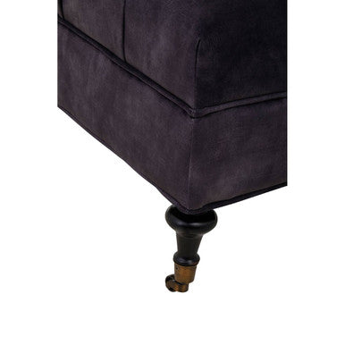 Orsina Sabrina Grey Velvet Ottoman – Tufted Footrest with Castor Wheels