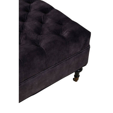 Orsina Sabrina Grey Velvet Ottoman – Tufted Footrest with Castor Wheels