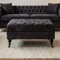 Orsina Sabrina Grey Velvet Ottoman – Tufted Footrest with Castor Wheels