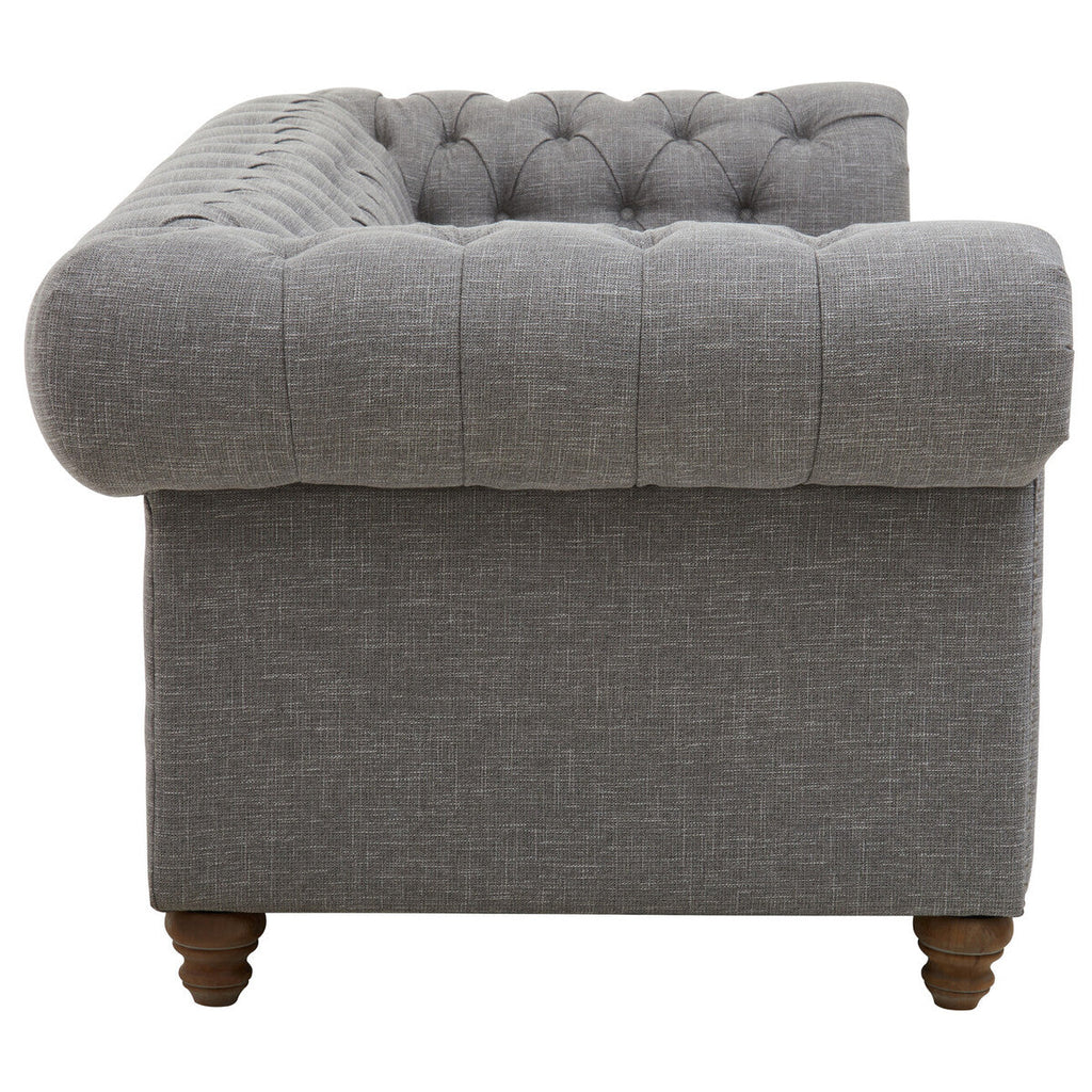 Orsina Stella 3 Seater Grey Linen Chesterfield Sofa – Tufted Design