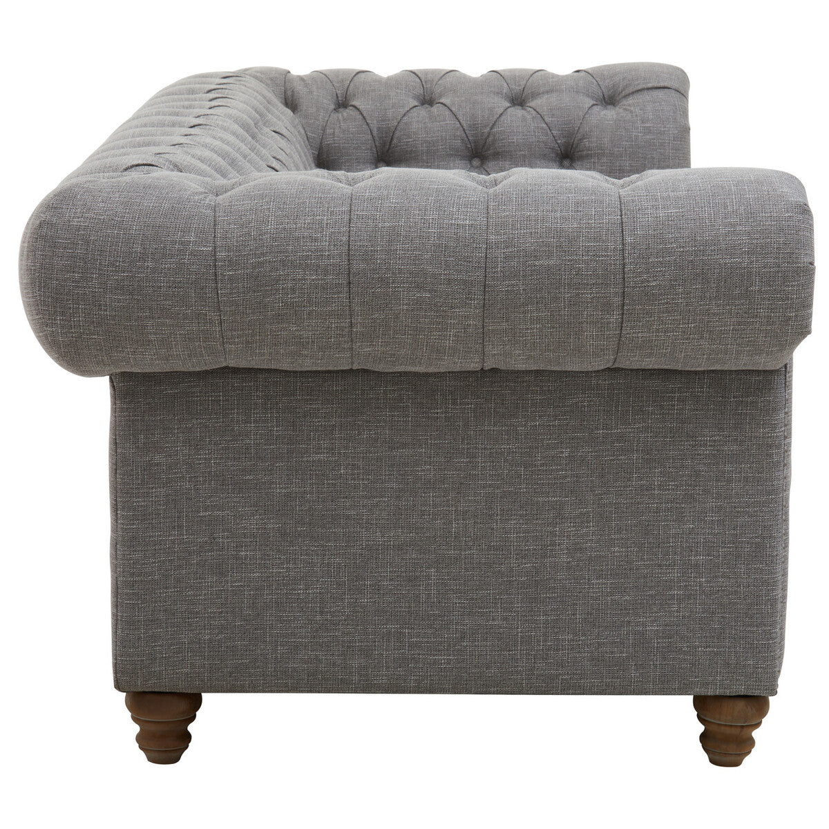 Orsina Stella 3 Seater Grey Linen Chesterfield Sofa – Tufted Design