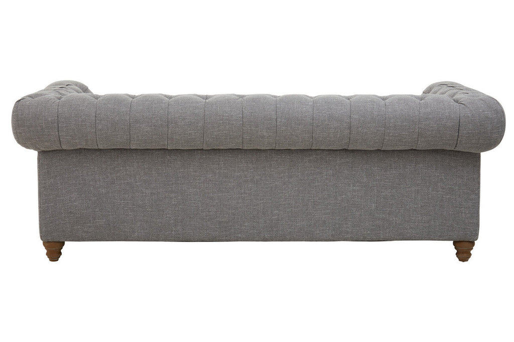 Orsina Stella 3 Seater Grey Linen Chesterfield Sofa – Tufted Design