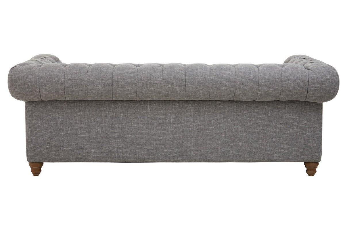 Orsina Stella 3 Seater Grey Linen Chesterfield Sofa – Tufted Design