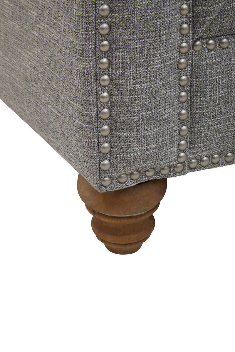 Orsina Stella 3 Seater Grey Linen Chesterfield Sofa – Tufted Design